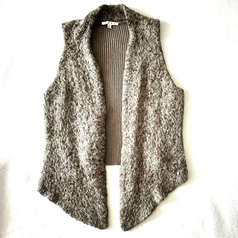 Cabi Alpaca Mohair Blend Vest Medium Sleeveless Fuzzy Open Front‎ Sweater